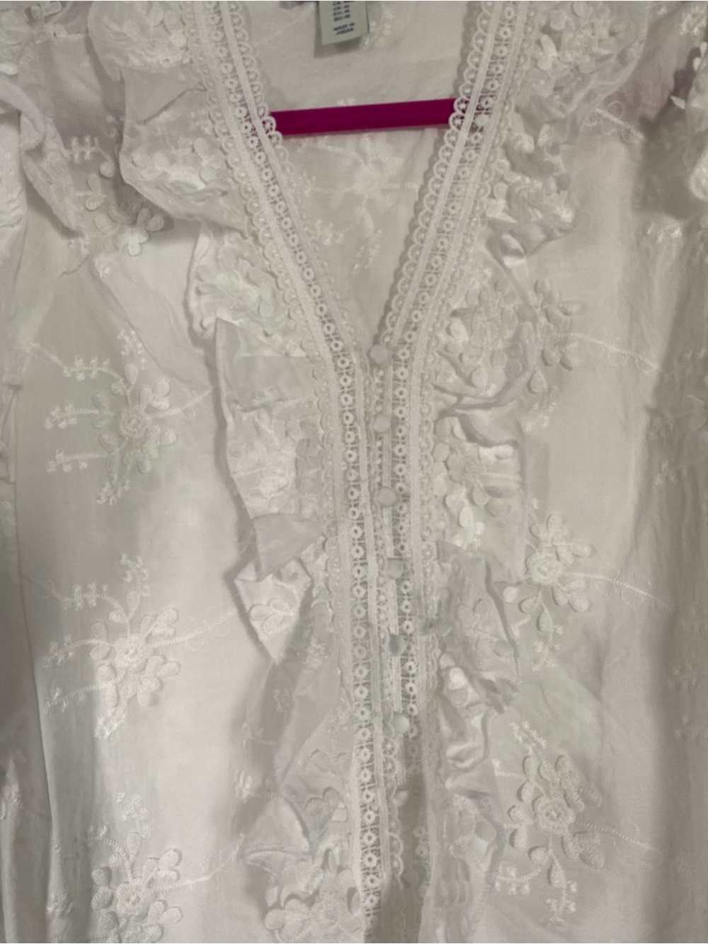 Calypso St. Barth White Floral Eyelet Ruffle Blouse - Picture 2 of 5
